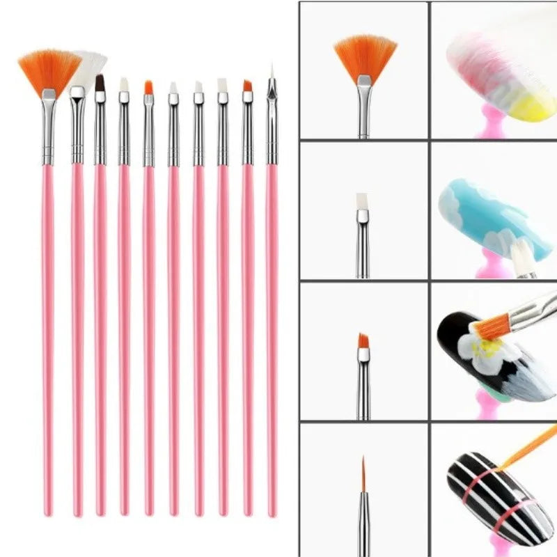 Kit 15 Pincéis Nail Art Professional